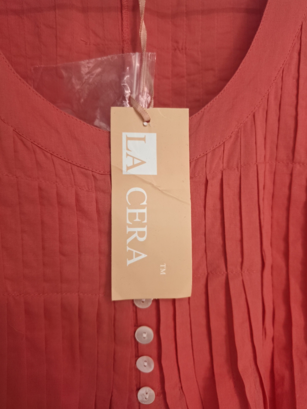 LA CERA Coral Cotton Pintuck Midi Dress XL Boho Embroidered India - Picture 9 of 13